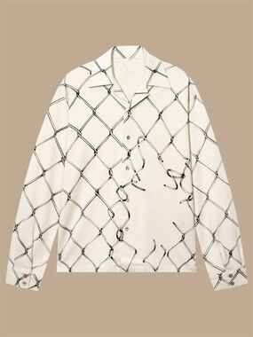 NEVERMIND‎ Broken Fence Camp Collar Long Sleeve Shirt